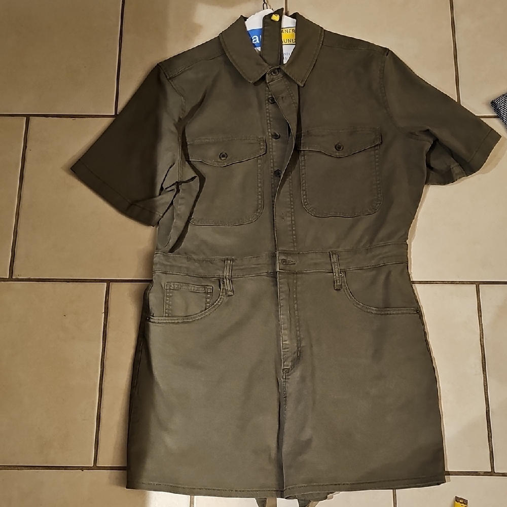 Universal Thread Khaki Short Sleeve Jumpsuit - Picture 2 of 2